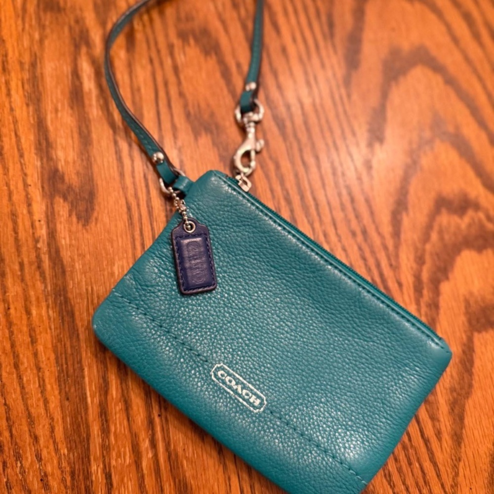 Coach Turquoise Leather Wristlet